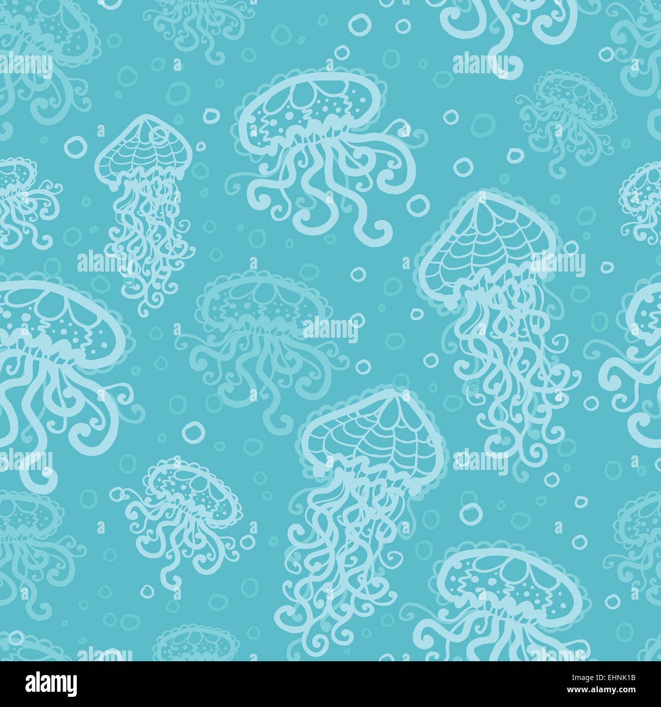 Swimming jellyfish seamless pattern background Stock Photo - Alamy
