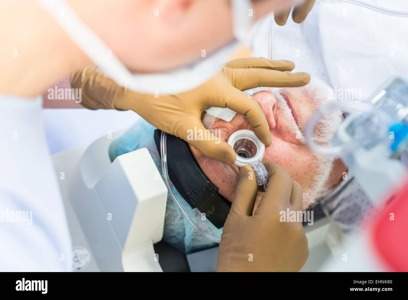 Cataract surgery femtosecond laser. Department of Ophthalmology of Bordeaux hospital, France. Stock Photo