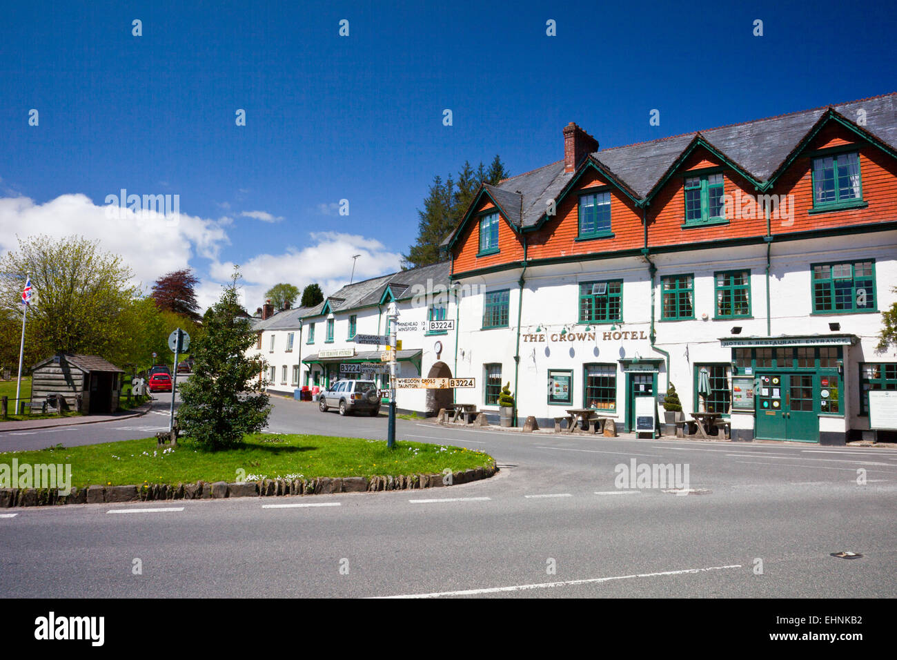 The Crown Hotel in Exford village on Exmoor, Somerset, England, UK Stock Photo