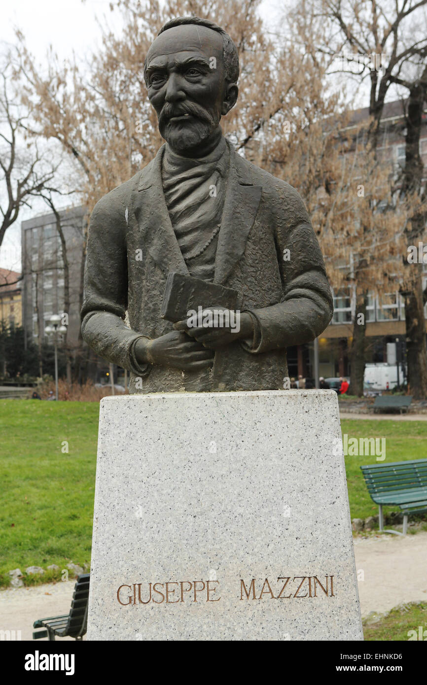 Memorial in honour of Giuseppe Mazzini (1805 – 1872) in Cremona, Italy. Stock Photo