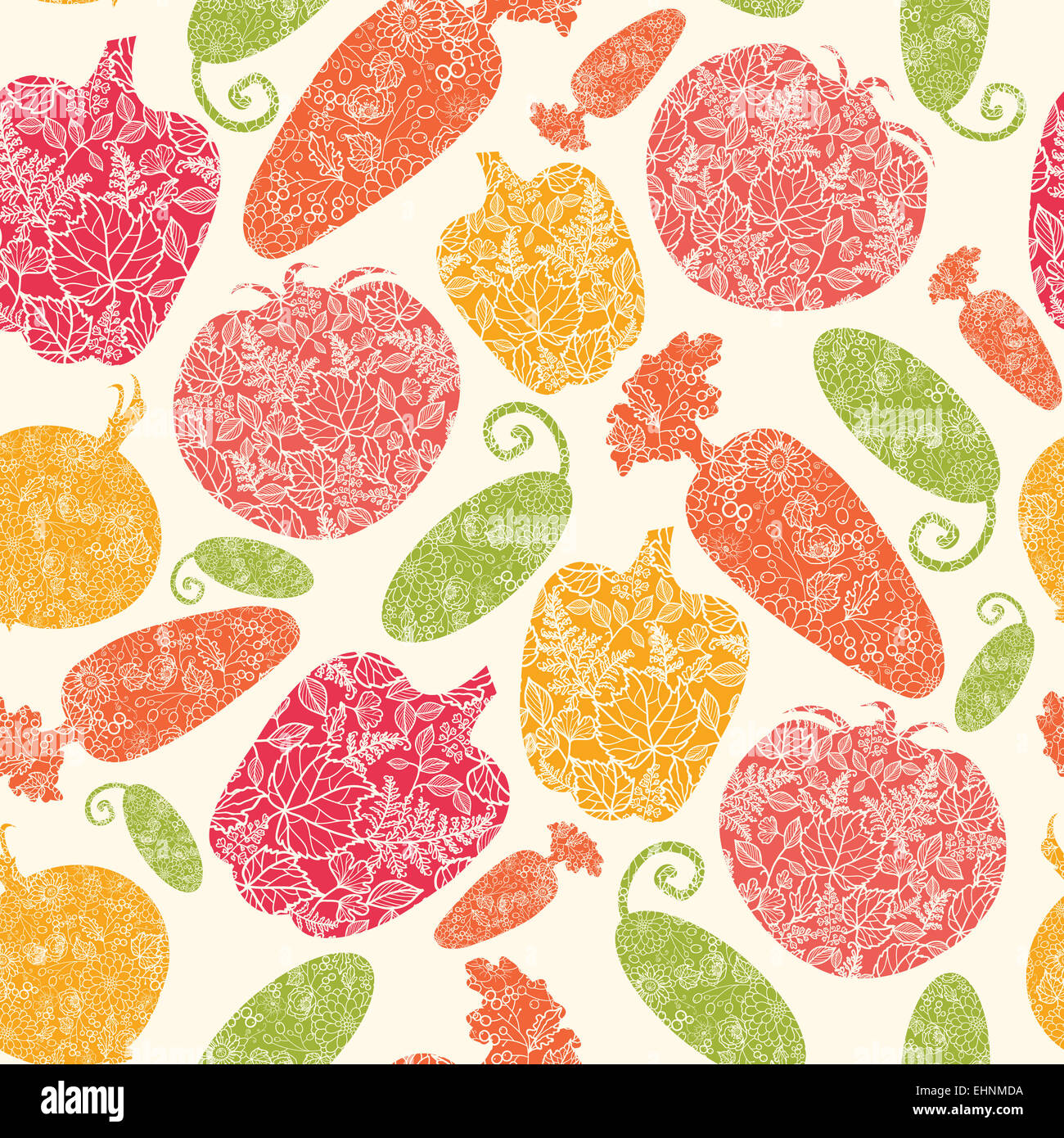Textured vegetables seamless pattern background Stock Photo