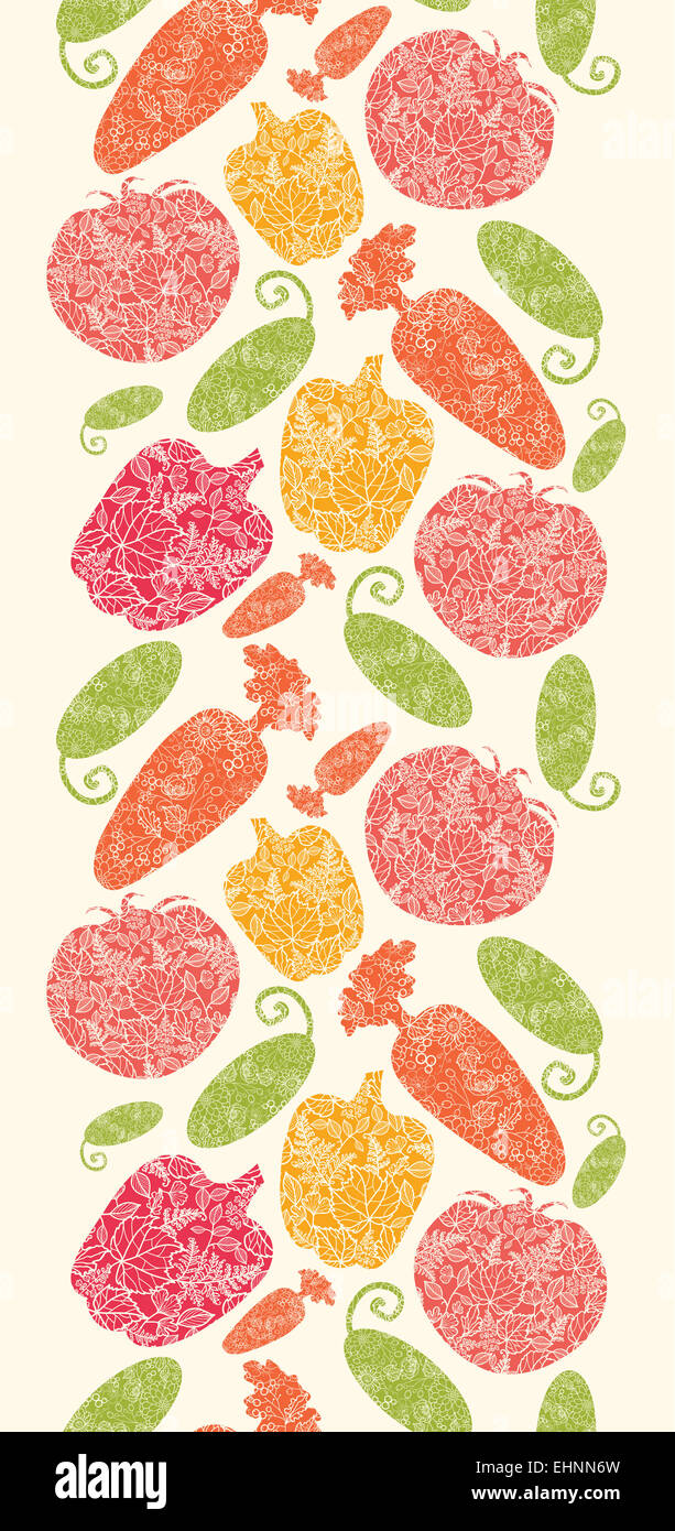 Textured vegetables vertical seamless pattern background Stock Photo