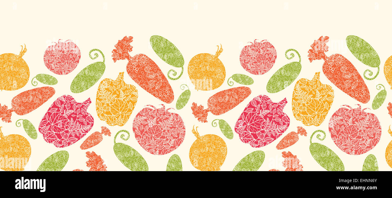Textured vegetables horizontal seamless pattern background Stock Photo