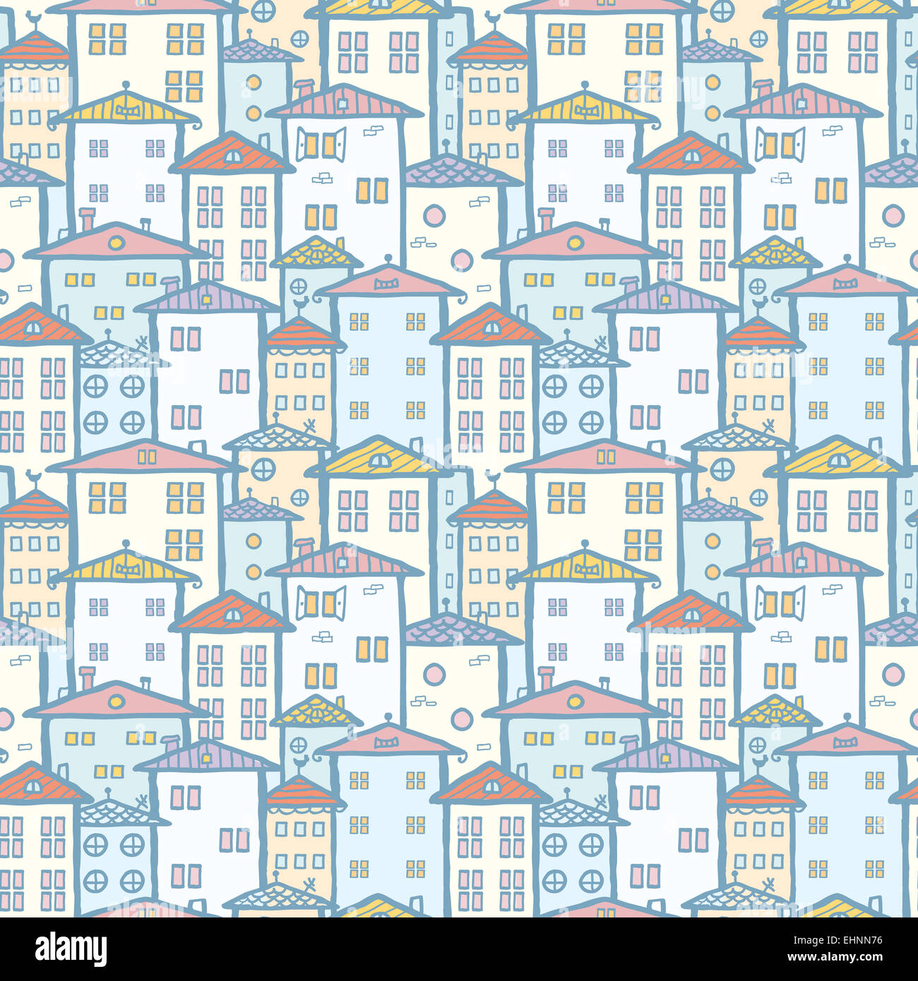 City houses seamless pattern background Stock Photo - Alamy