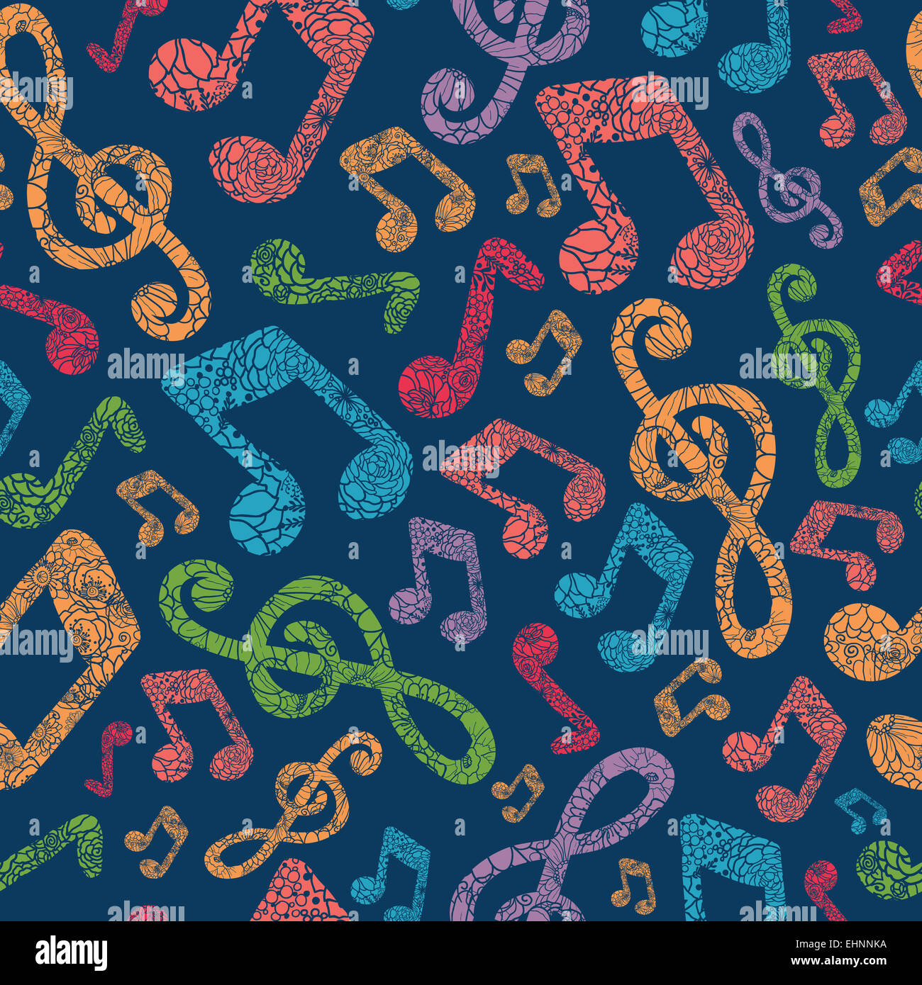 Colorful musical notes seamless pattern background Stock Photo - Alamy
