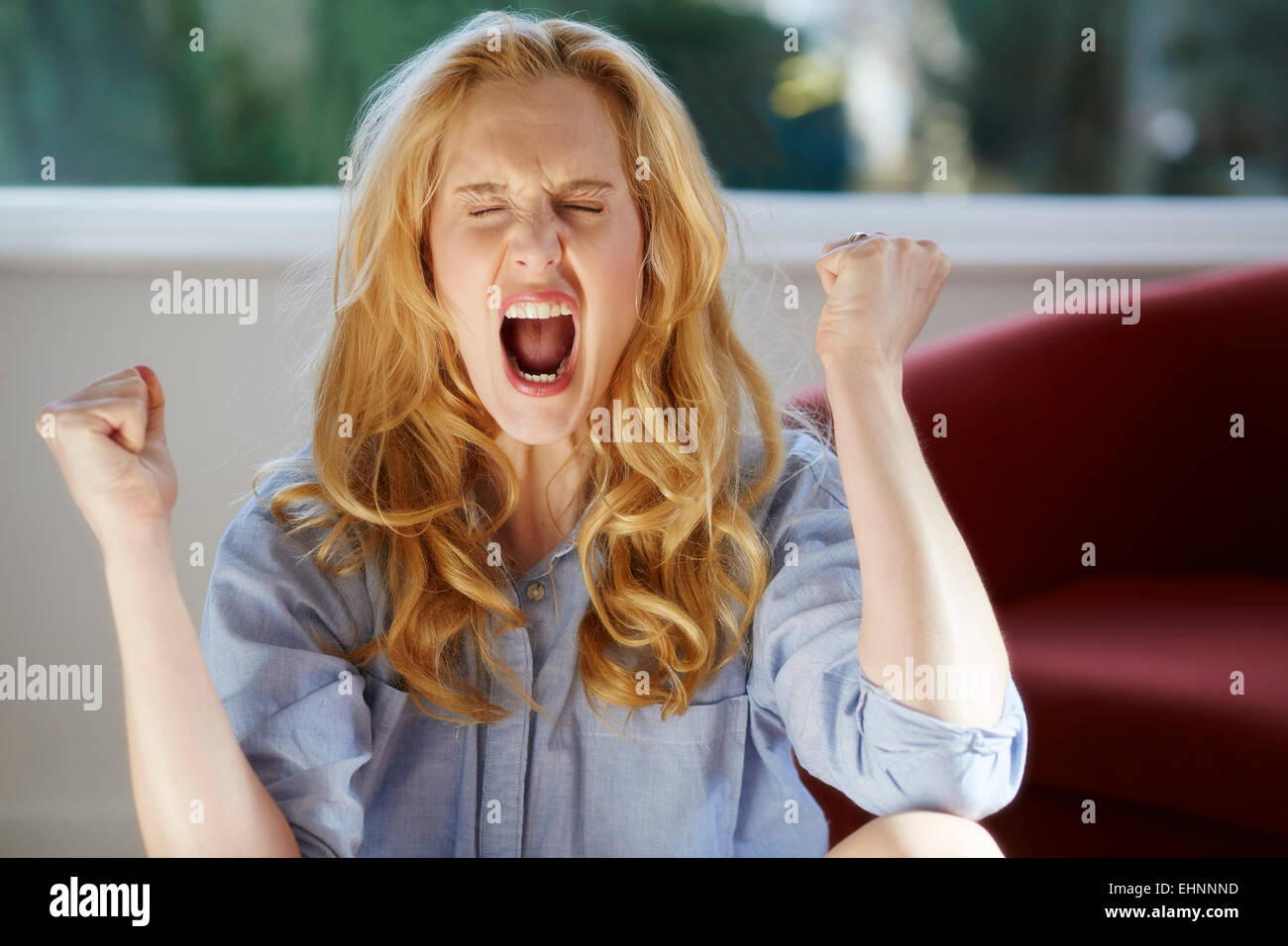 Woman screaming Stock Photo