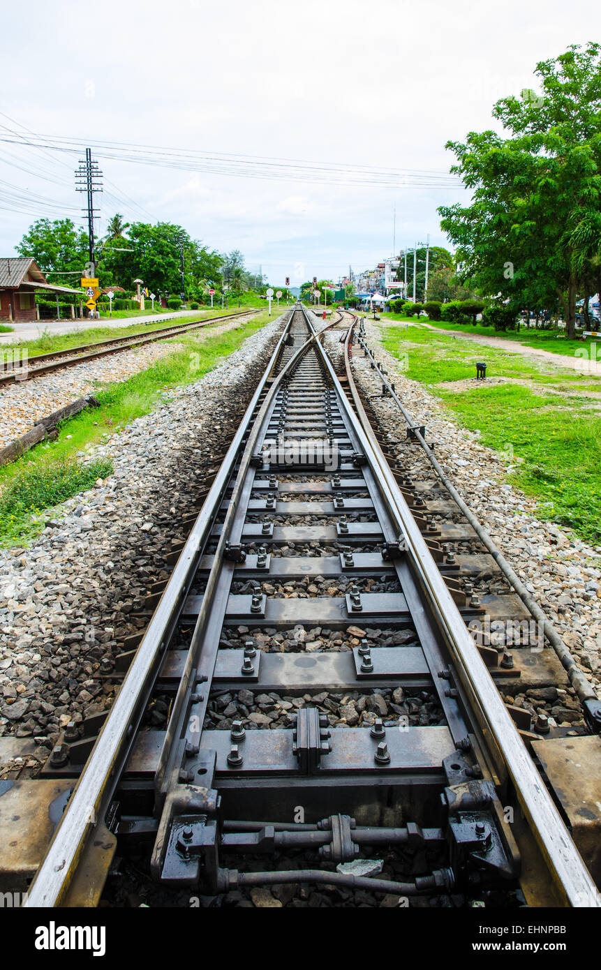 Railway in the Contryside of Thailand Stock Photo