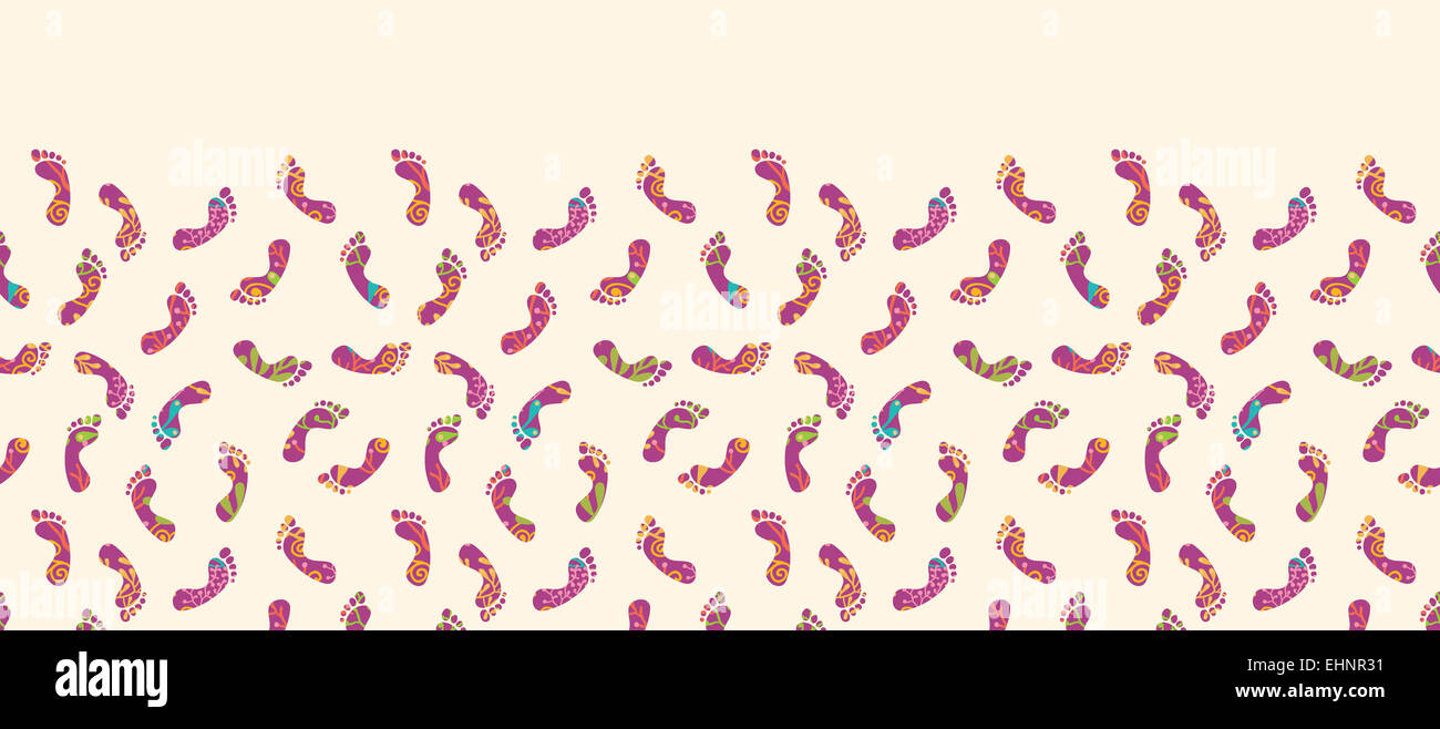 Colorful foot prints horizontal seamless pattern background Stock Photo ...