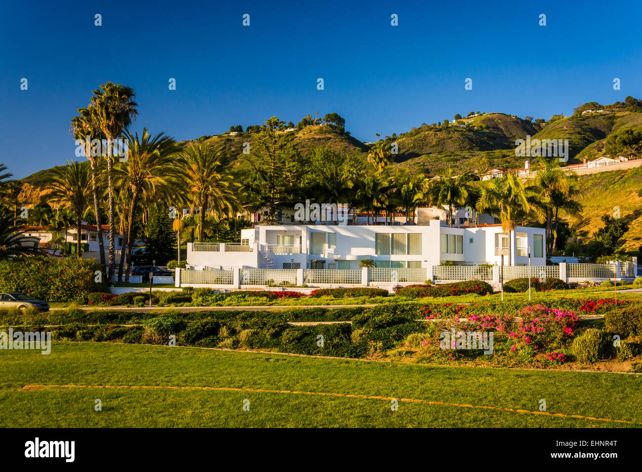 Modern house and hills in Rancho Palos Verdes, California Stock Photo