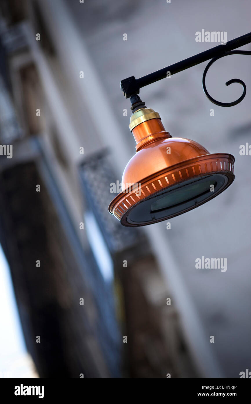 Copper street lamp in a French town Stock Photo - Alamy