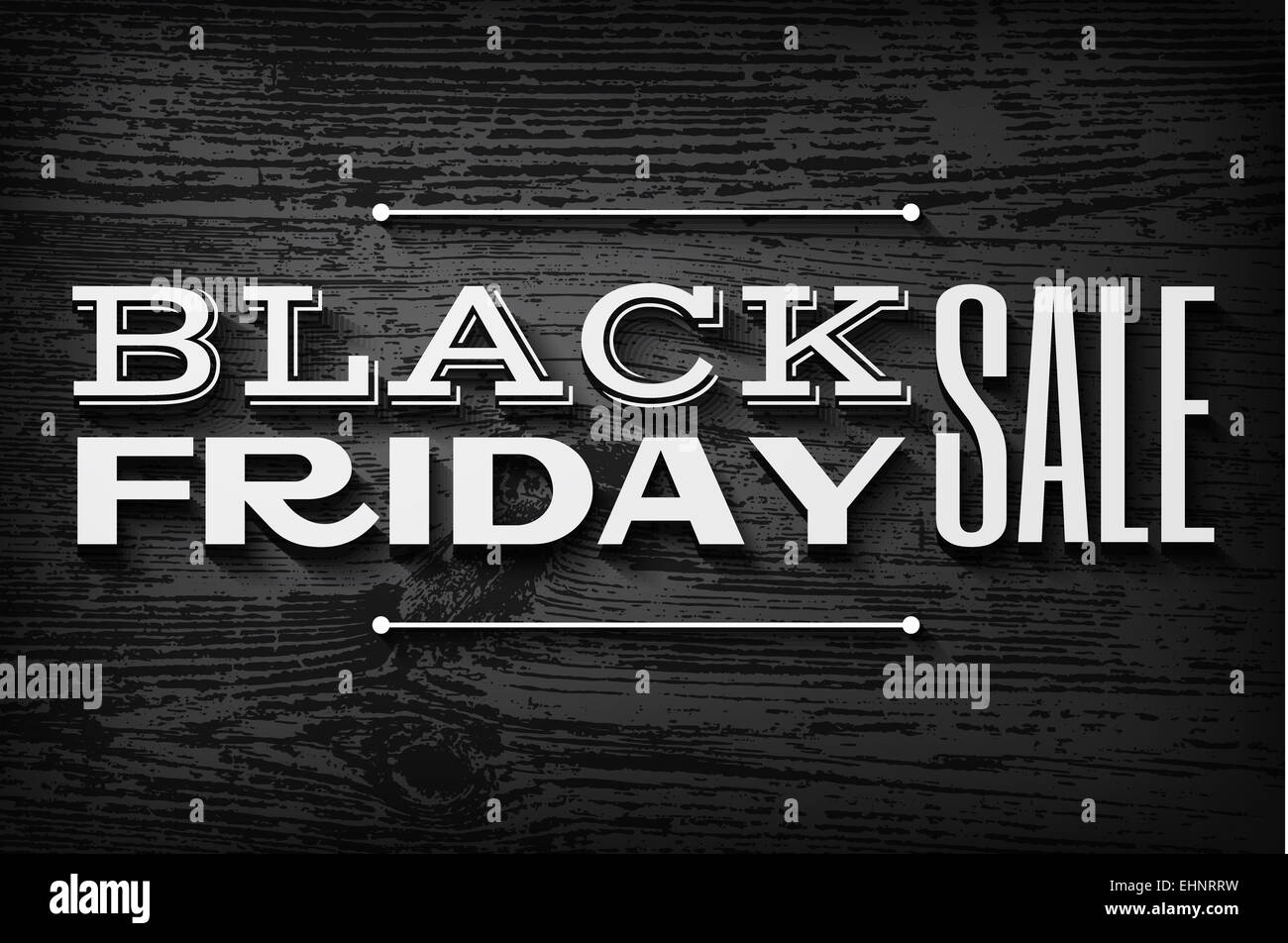 Black friday announcement on  vector wooden background Stock Photo