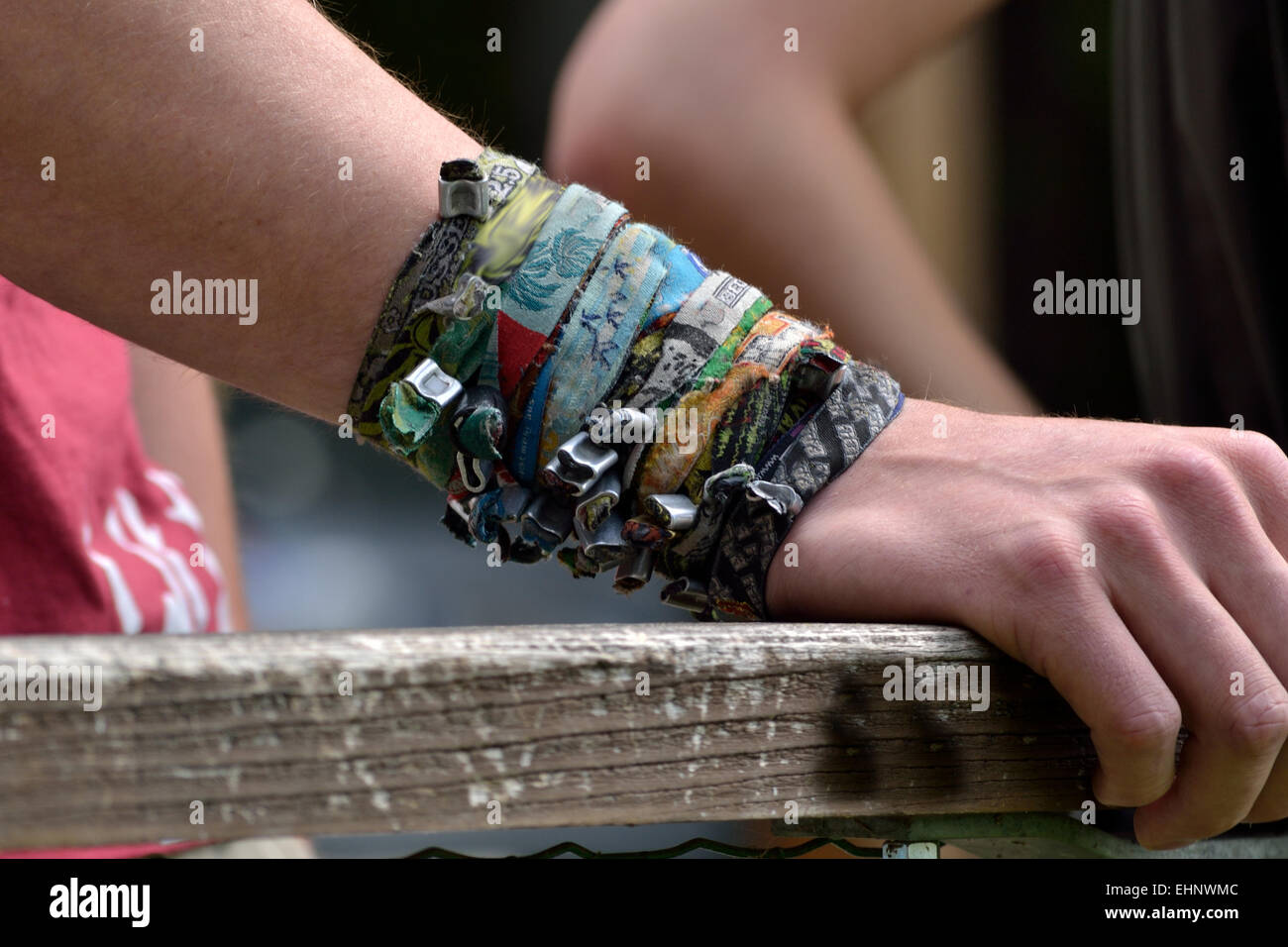 Bracelets collection arm Stock Photo