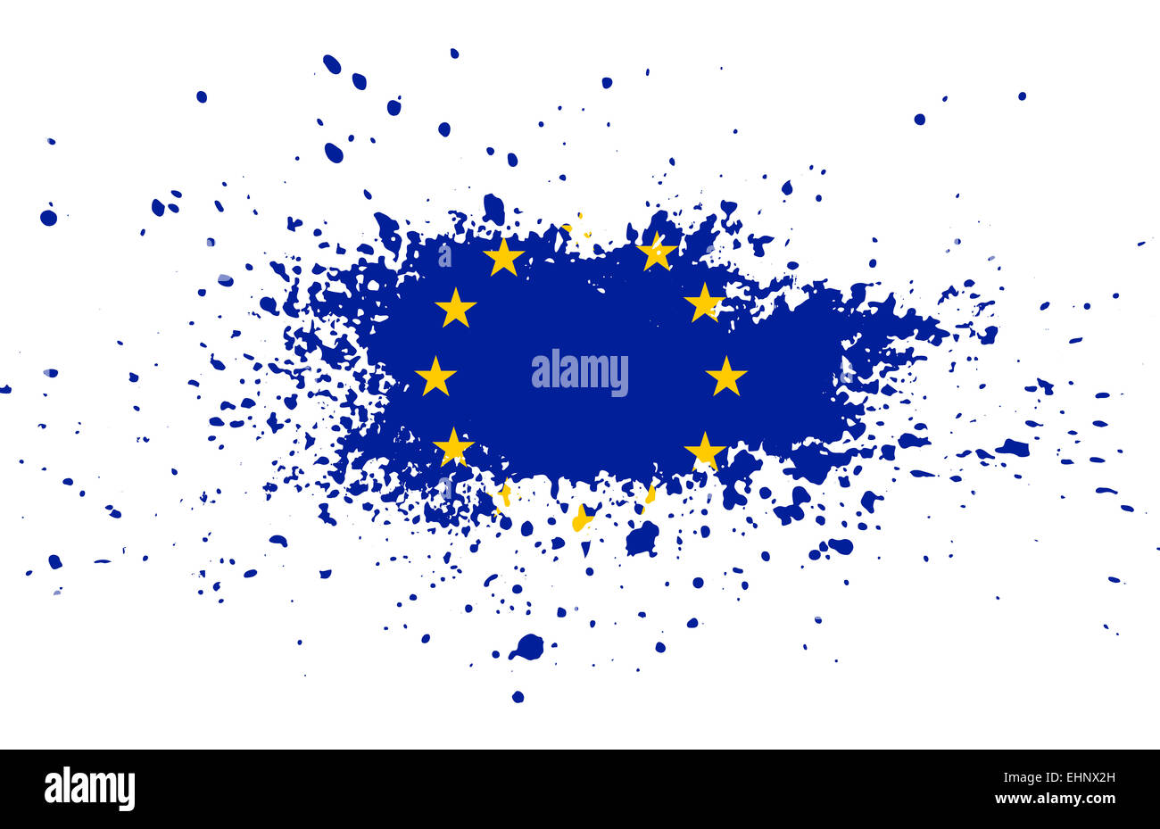 Grunge ink spattered European Union flag Stock Photo