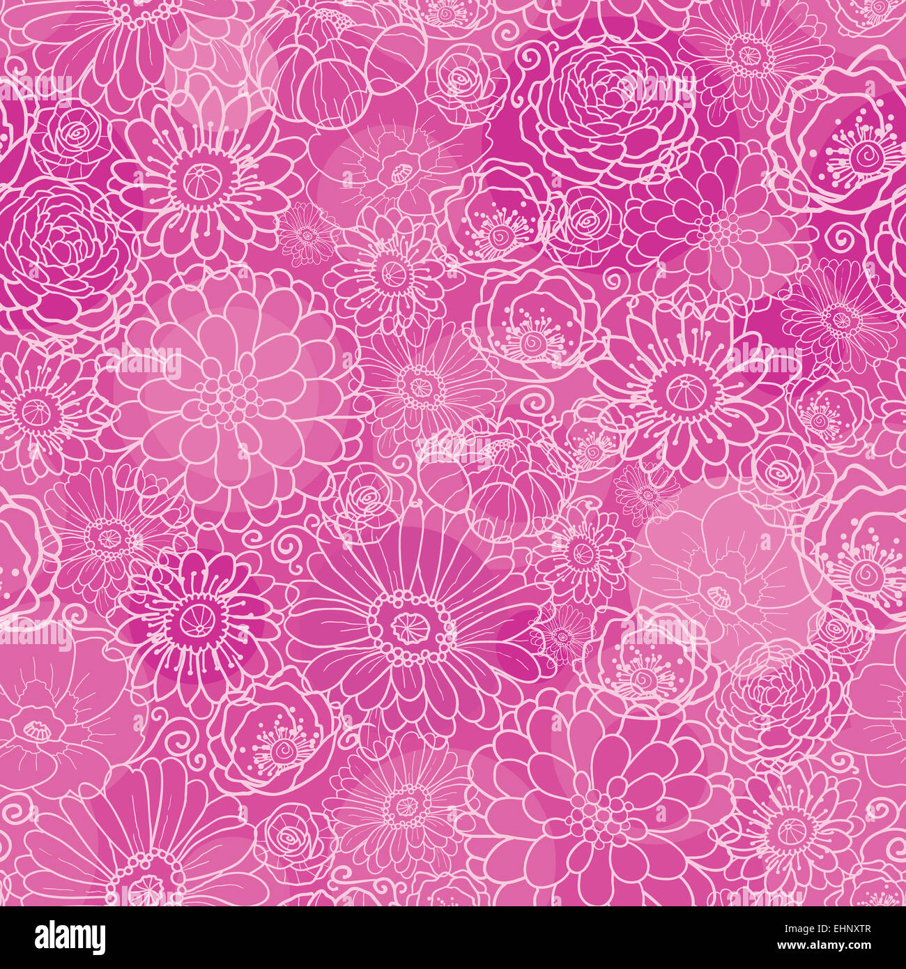 Seamless Paper Cut Lace Floral Pattern On Pink Background Stock