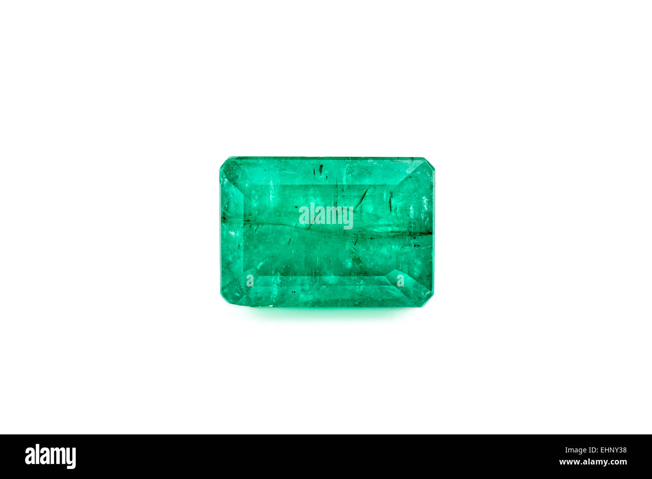 Emerald (Beryl) step-cut Weight: 7 carats Crystal structure: hexagonal Composition: Beryllium aluminium silicate Mohs hardness: Stock Photo