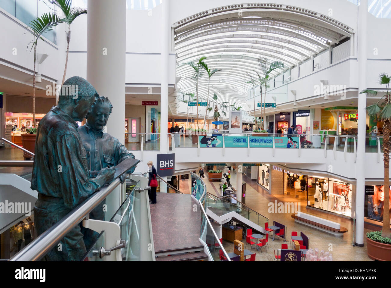 Interior of The Mall at Cribbs Causeway, Bristol. A large out of town shopping centre in South Gloucestershire, England. Stock Photo