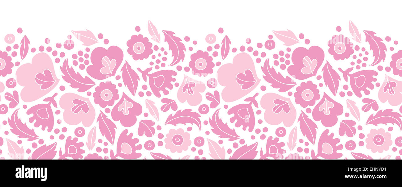 Soft pink floral silhouettes horizontal seamless pattern background ...