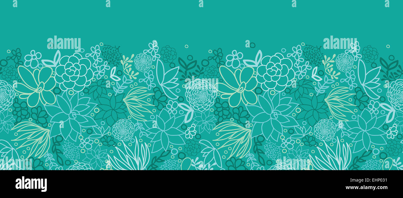 Green succulents horizontal seamless pattern background Stock Photo - Alamy