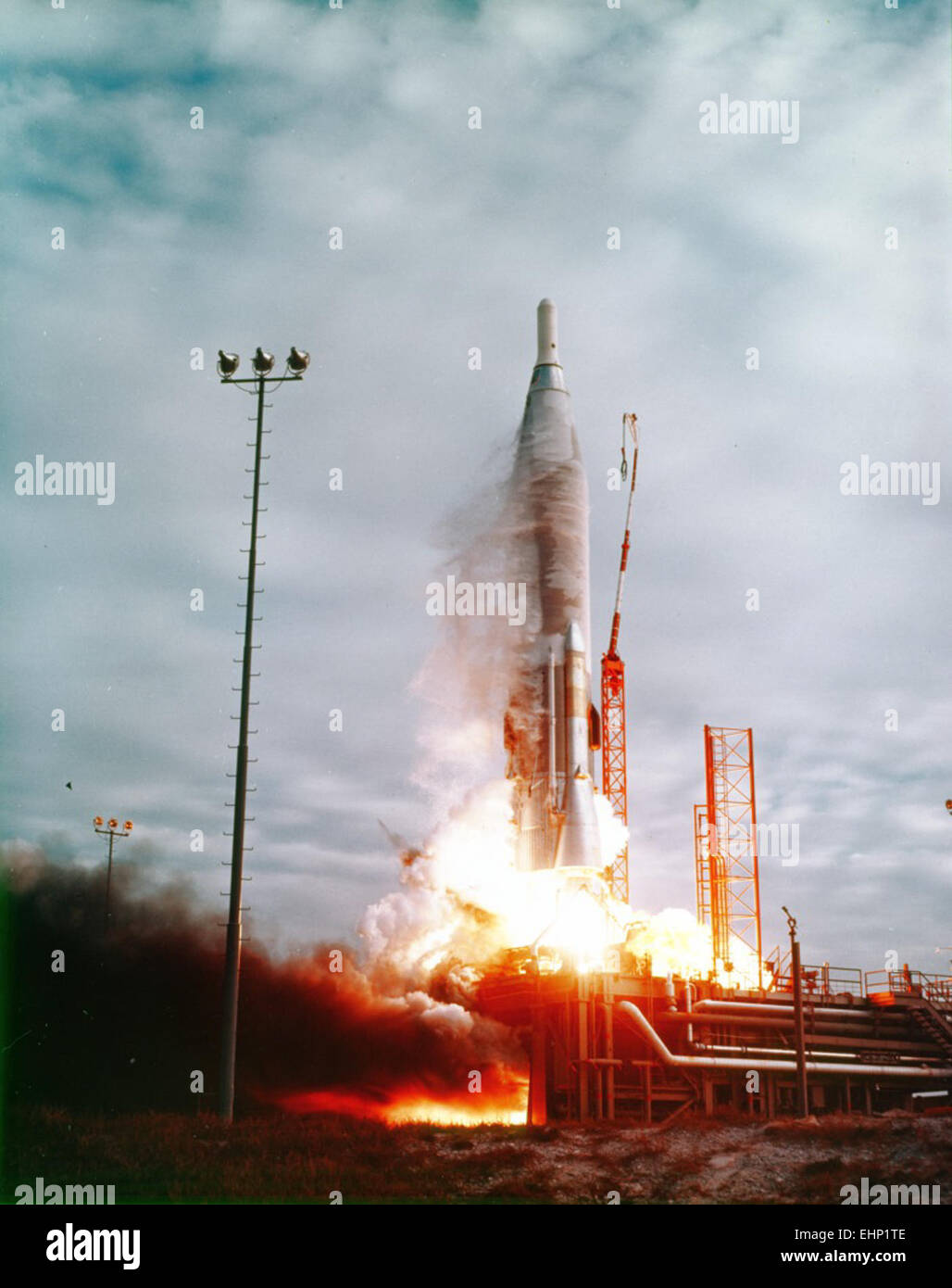 Rocket Up Rolie This photograph captures the liftoff of the Atlas 21F rocket, part of ...
