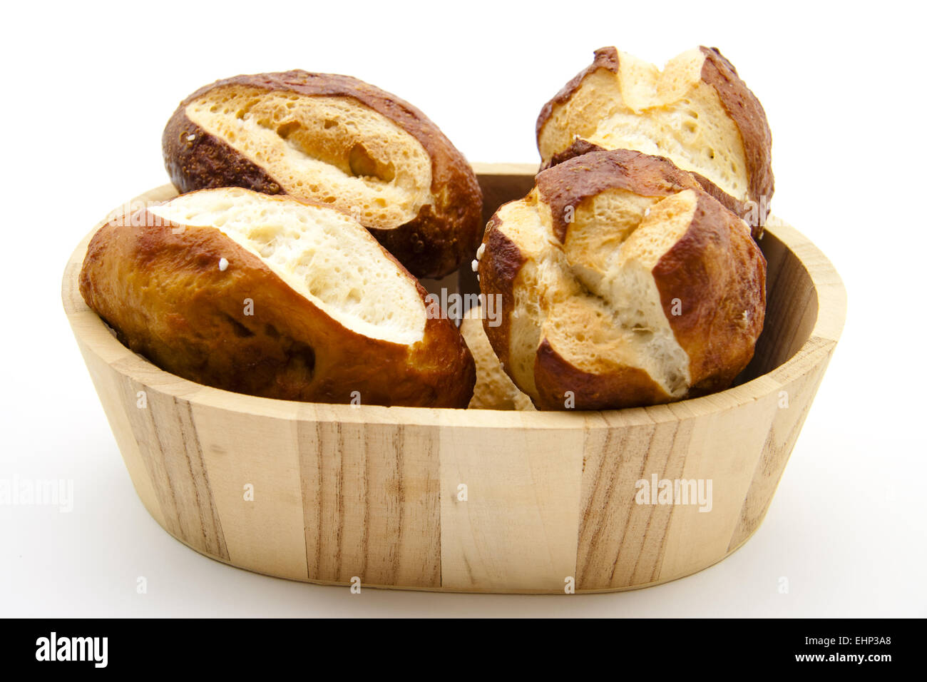 Lye bread rolls in bread box Stock Photo