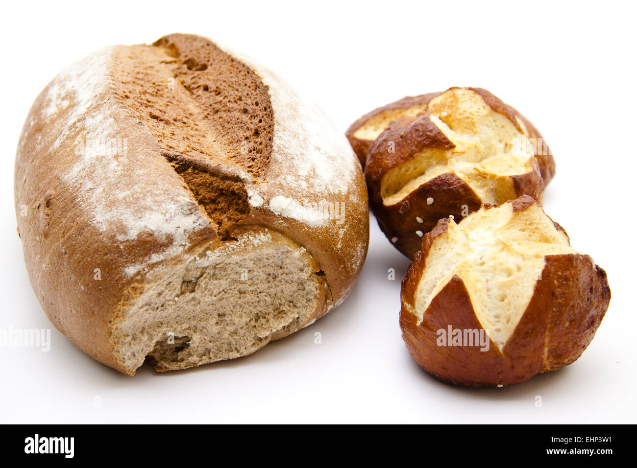 Lye bread rolls with bread Stock Photo