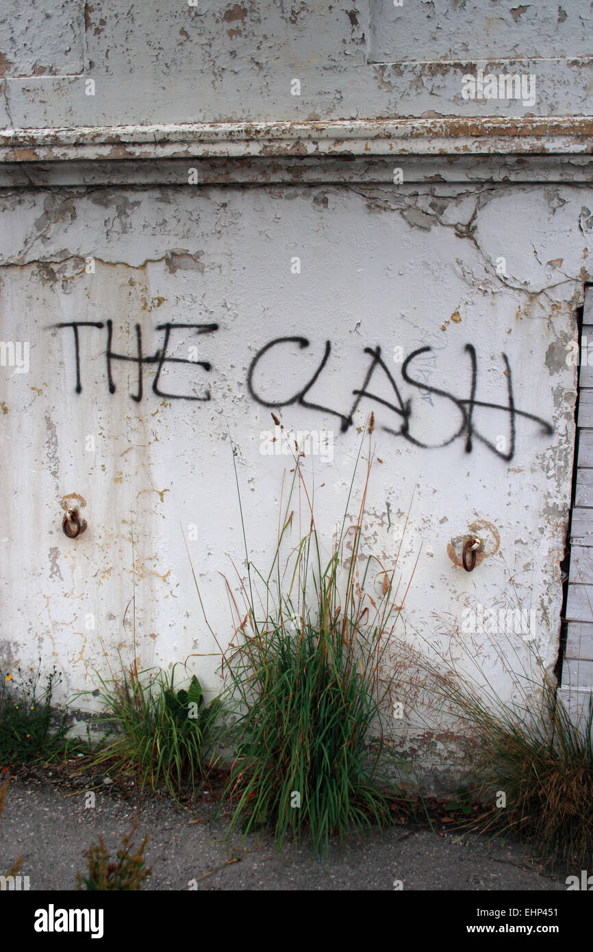 A graffiti referencing the influential British band, The Clash. Stock Photo