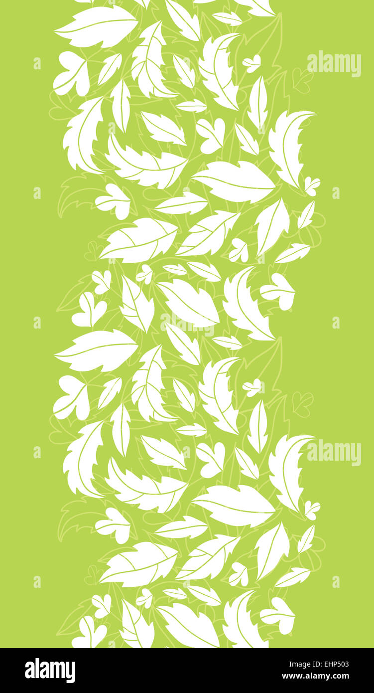 White on green leaves silhouettes vertical seamless pattern background ...