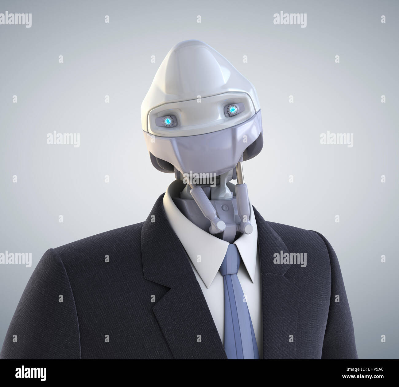 Robot dressed in a business suit. Clipping path included Stock Photo