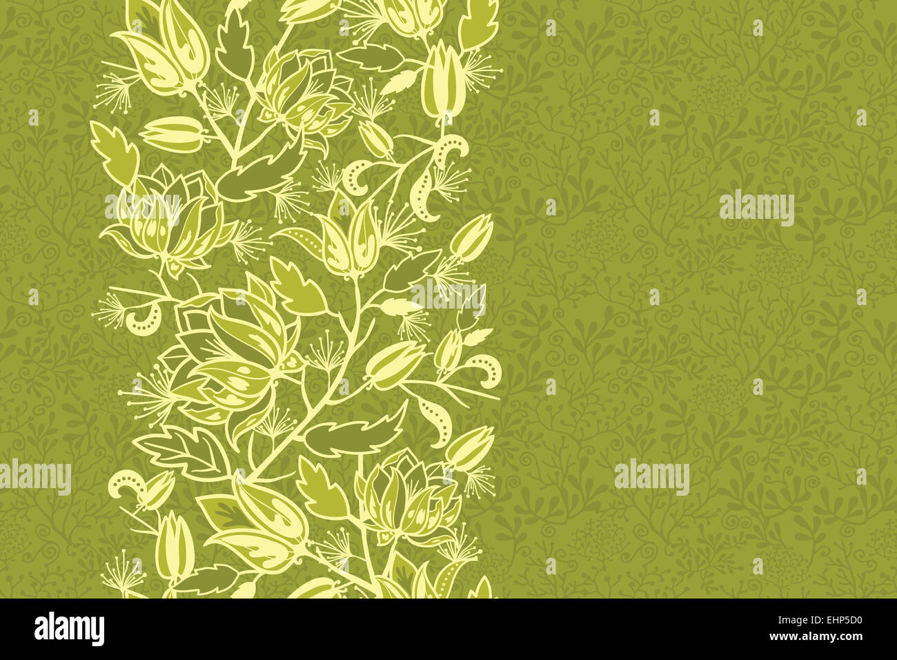Fresh flowers and leaves vertical seamless pattern border Stock Photo ...