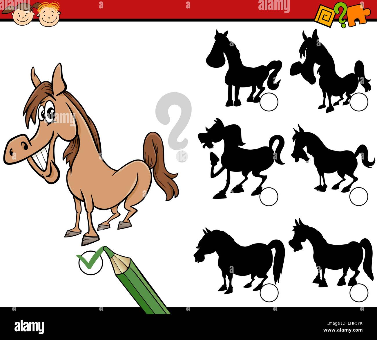 Cartoon Illustration of Education Shadow Matching Game for Preschool ...