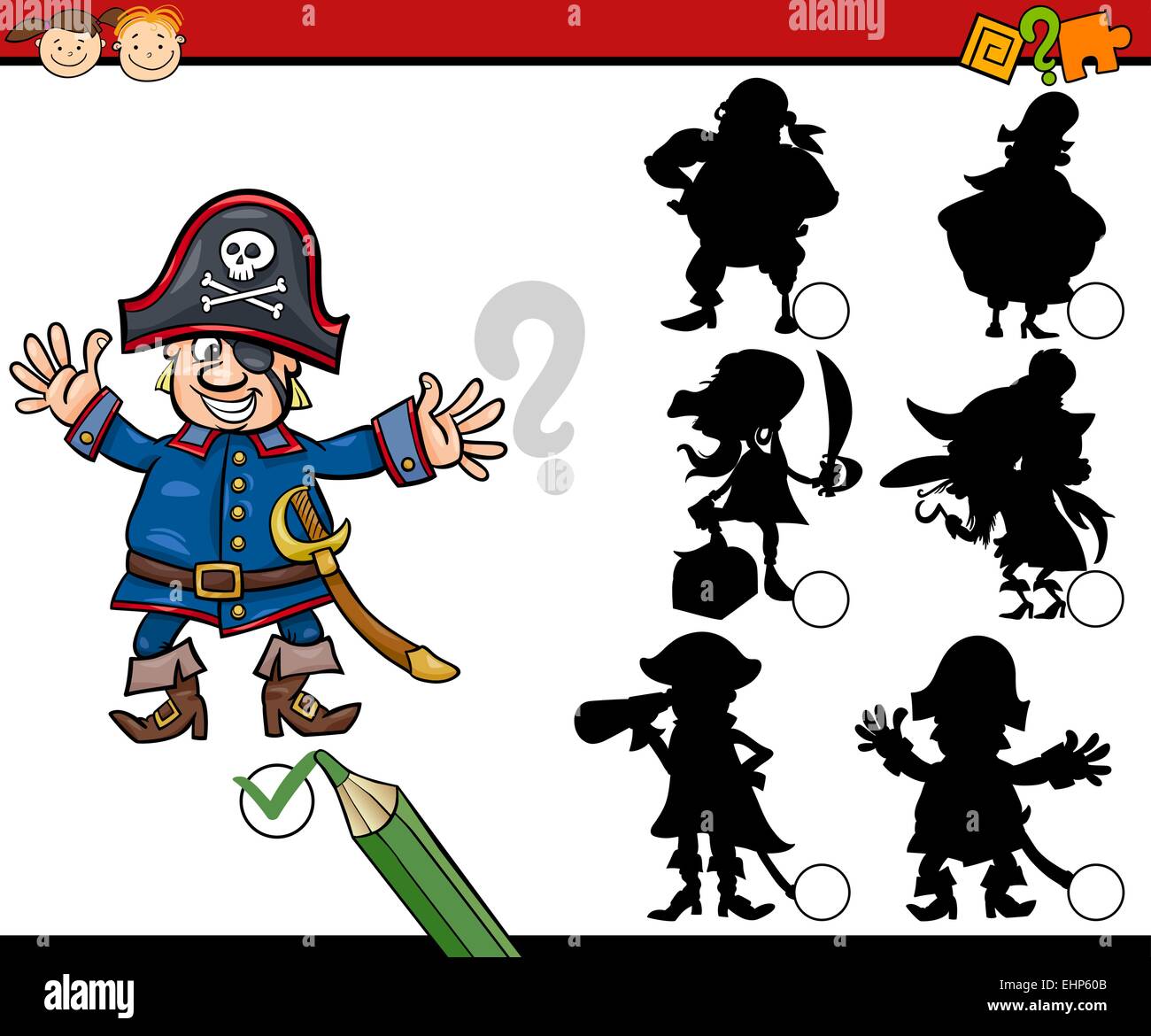 Cartoon Illustration of Education Shadow Matching Game for Preschool ...