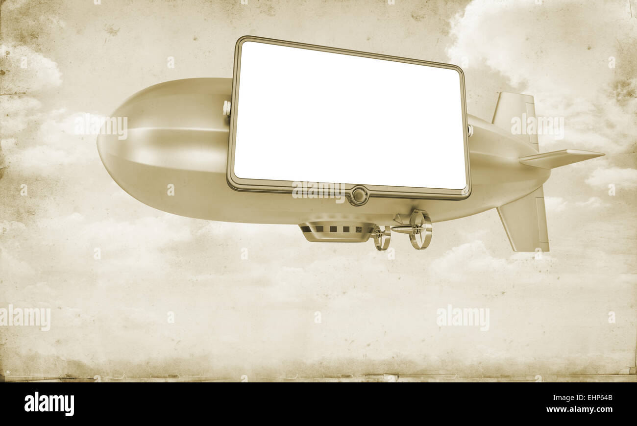 Dirgible with billboard or video screen Stock Photo