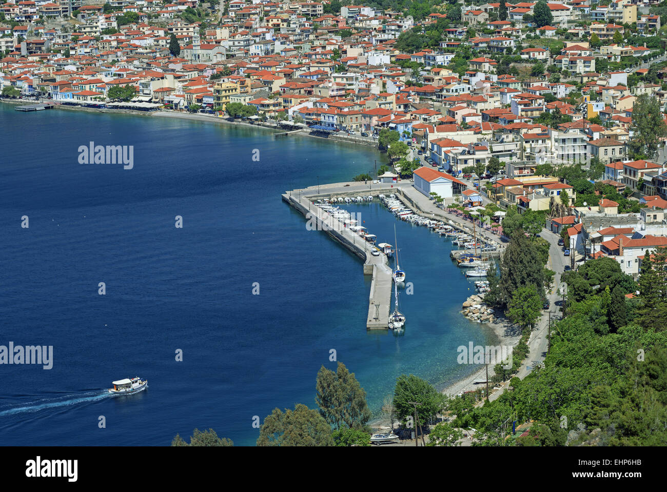 View from above of Limni (Lake), a picturesque town of Evia island, Aegean sea, Greece Stock Photo