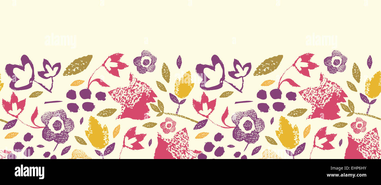 Painting Texture flowers horizontal seamless pattern border Stock Photo Alamy