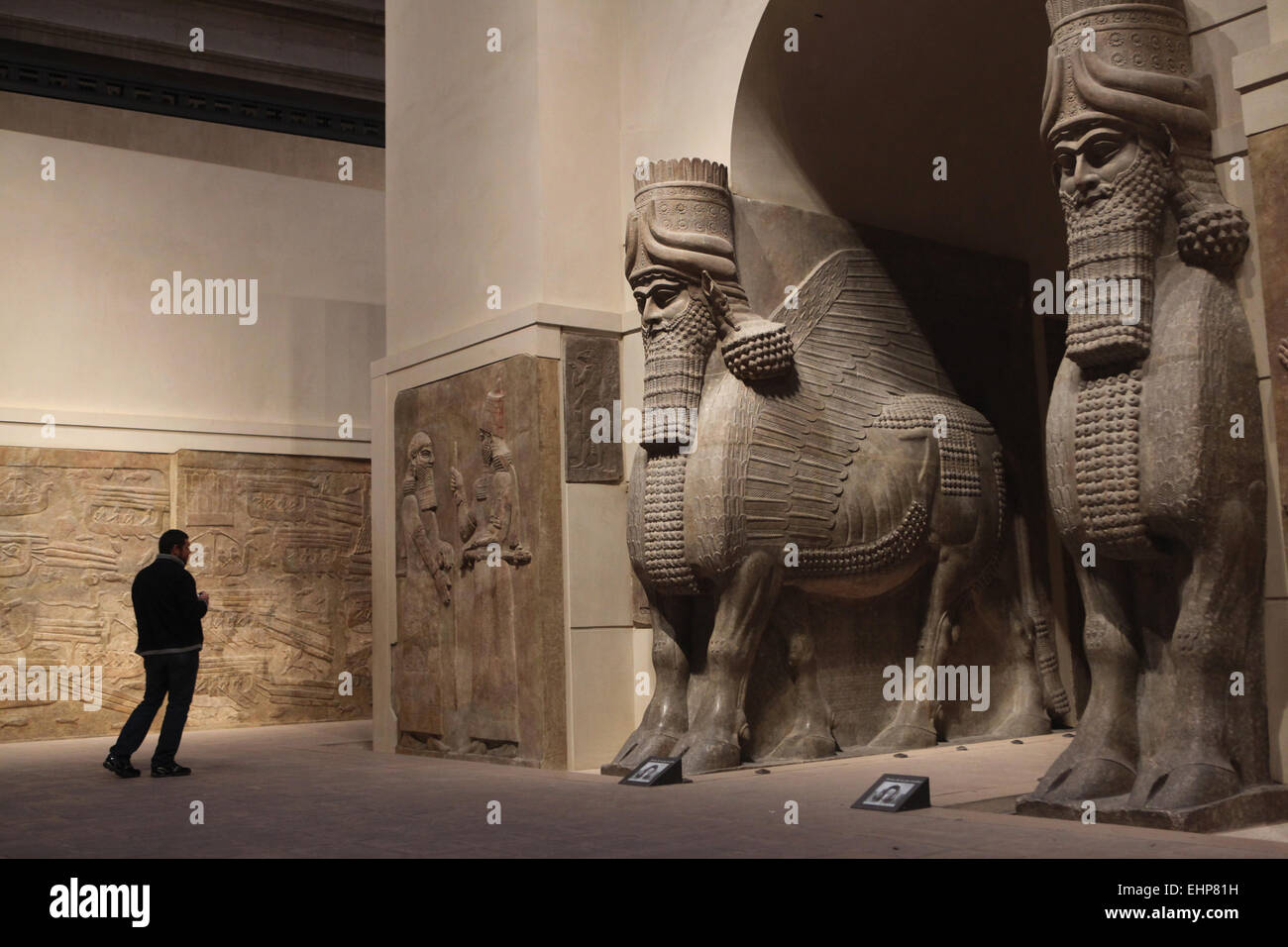 Lamassu. Assyrian humanheaded winged bulls from the Palace of King