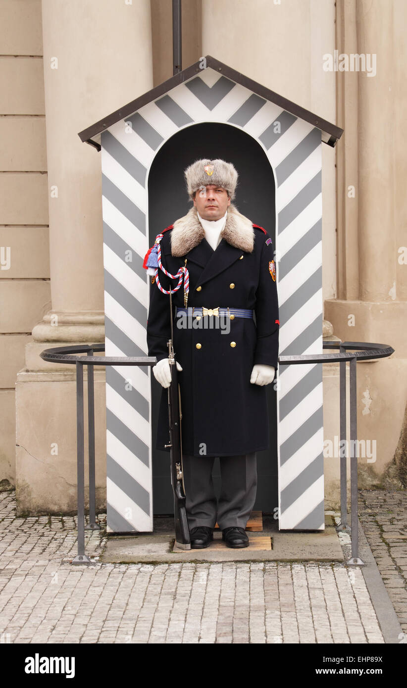 Castle Guard at the Presidents Castle in Prague, The Czech republic. Stock Photo