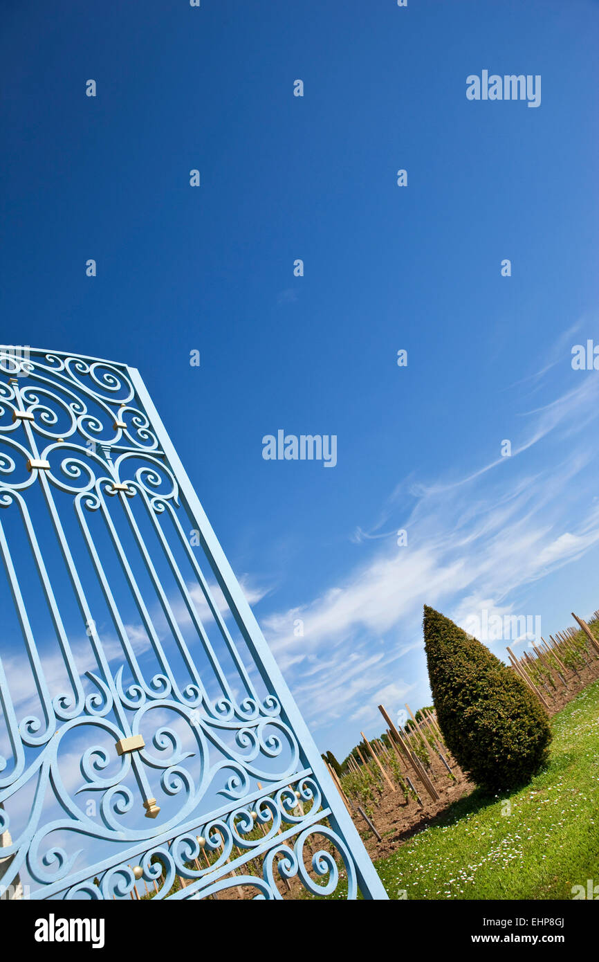 Wrought iron gate of a winery of St. Emilion Stock Photo Alamy