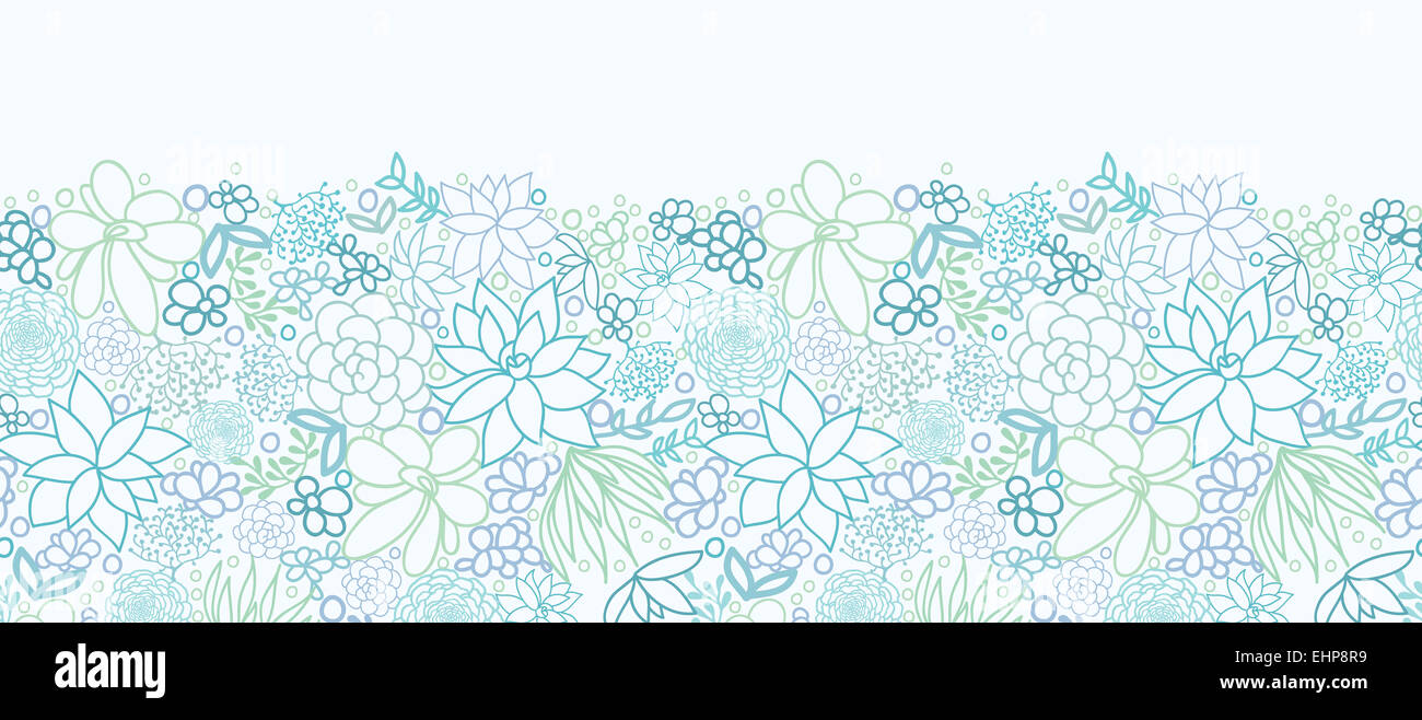 Succulent Plants Horizontal Seamless Pattern Background Border Stock ...