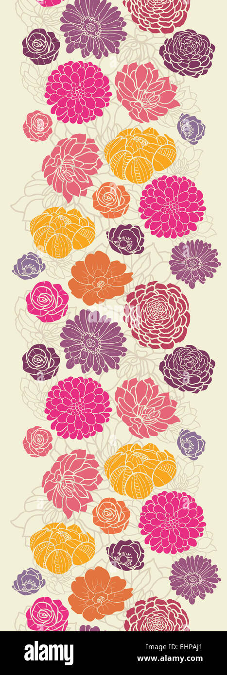 Colorful abstract flowers vertical seamless pattern border Stock Photo ...