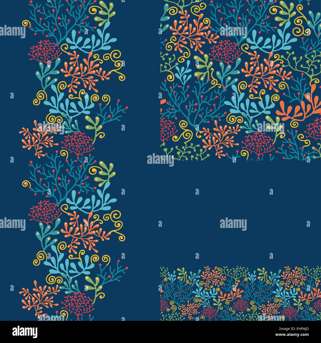 Set of dark plants seamless pattern and borders backgrounds Stock Photo ...