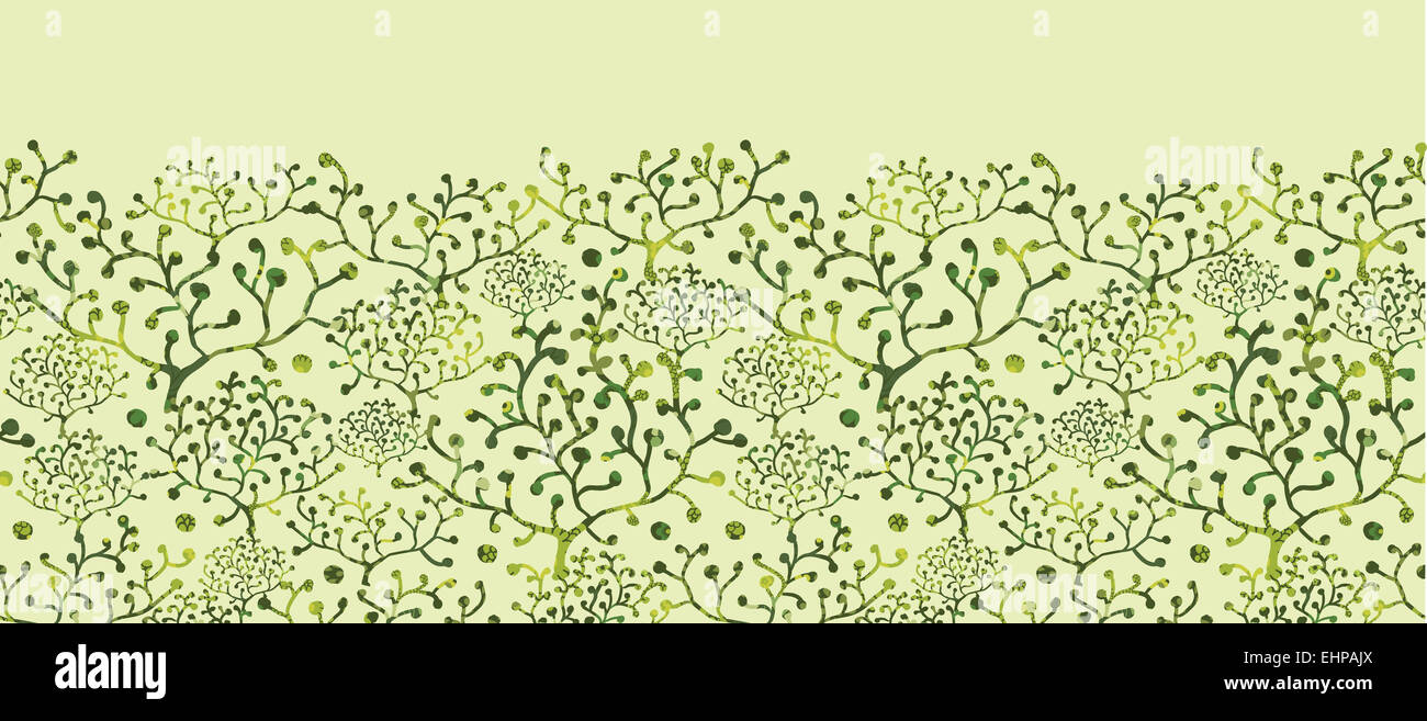 Textured Bushes Horizontal Seamless Pattern Background Border Stock ...