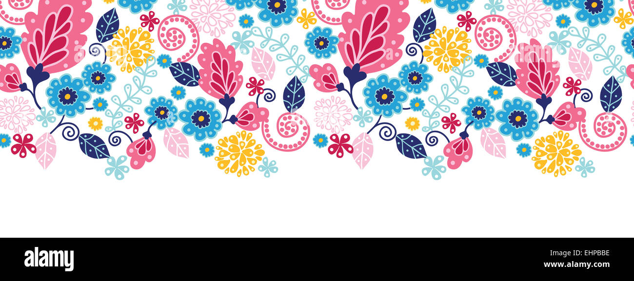 Fairytale flowers horizontal seamless pattern background Stock Photo ...