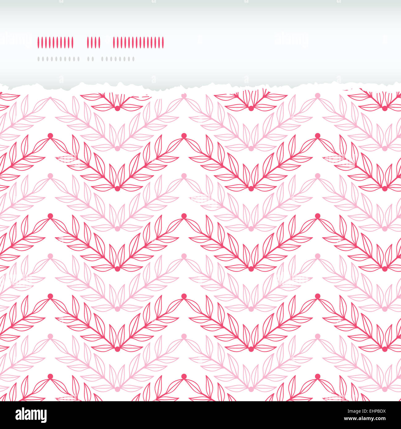 Pink lineart leaves chevron horizontal torn seamless pattern background ...