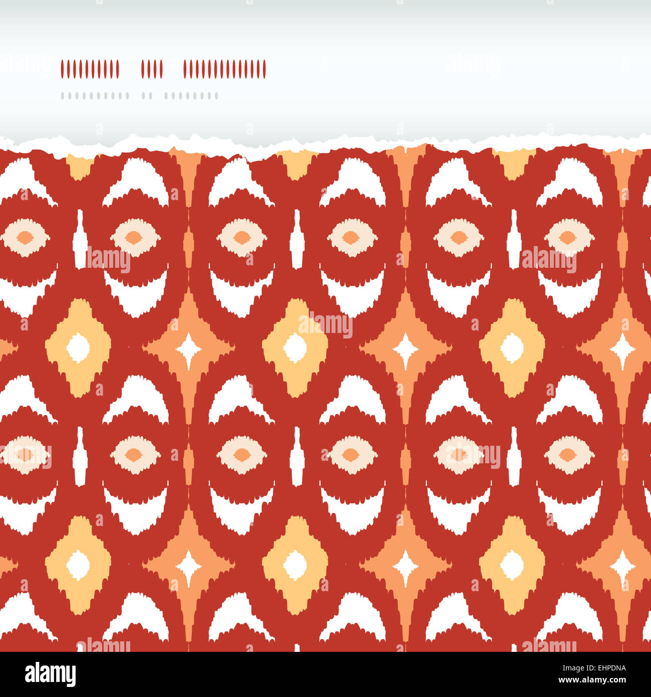 Red and gold ikat geometric frame horizontal torn seamless pattern ...