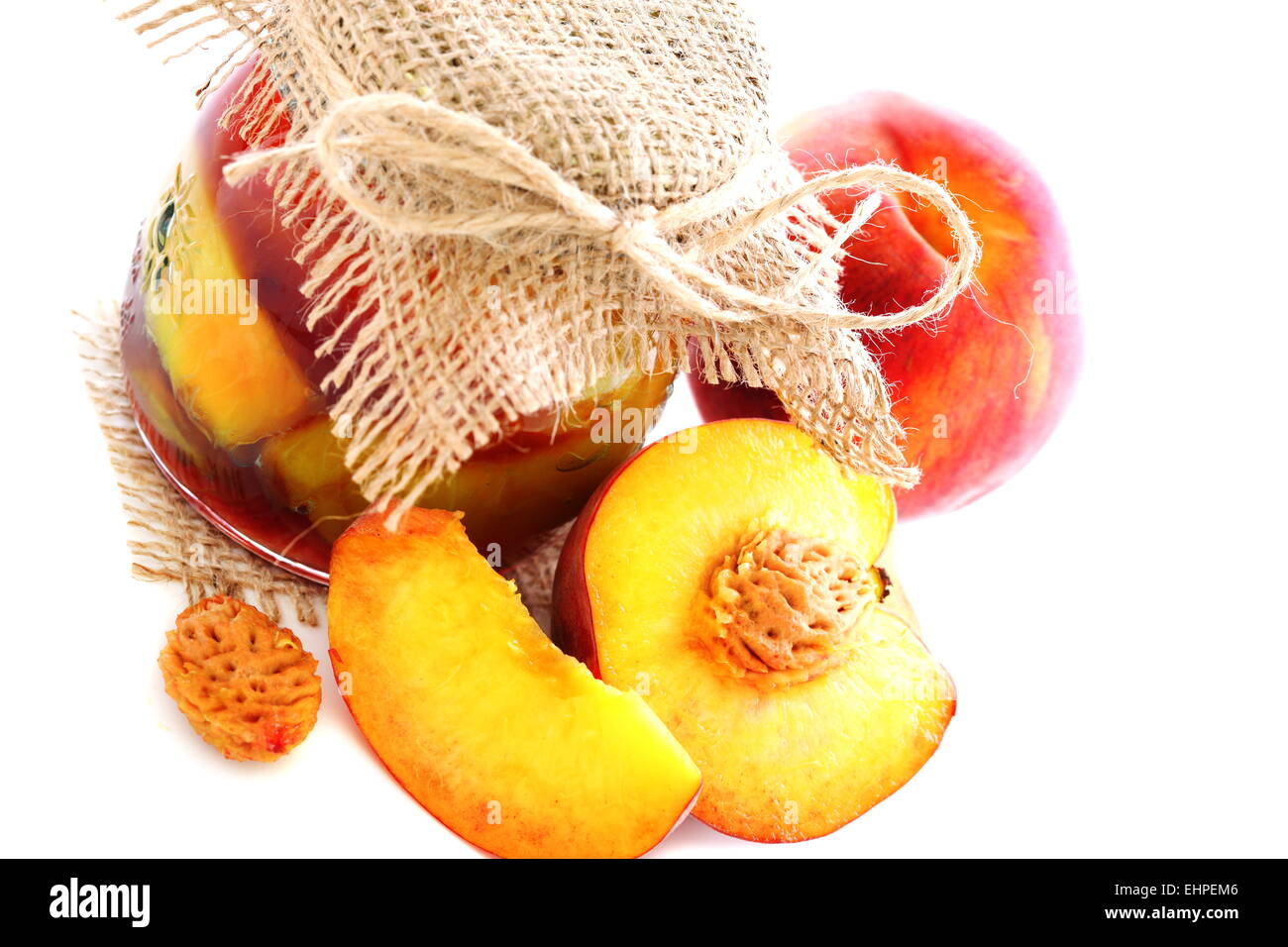 Homemade jam from peaches. Stock Photo