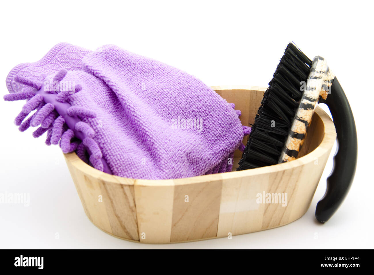 Clothes brush with dust hand shoe Stock Photo