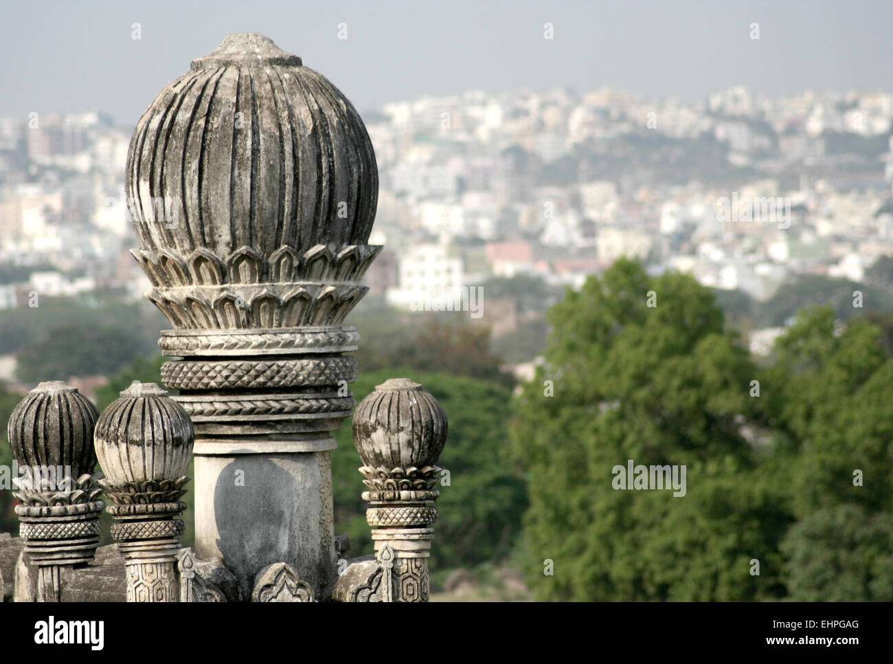 Architectural details of 400 year old ruined Golconda fort,Hyderabad,India Stock Photo