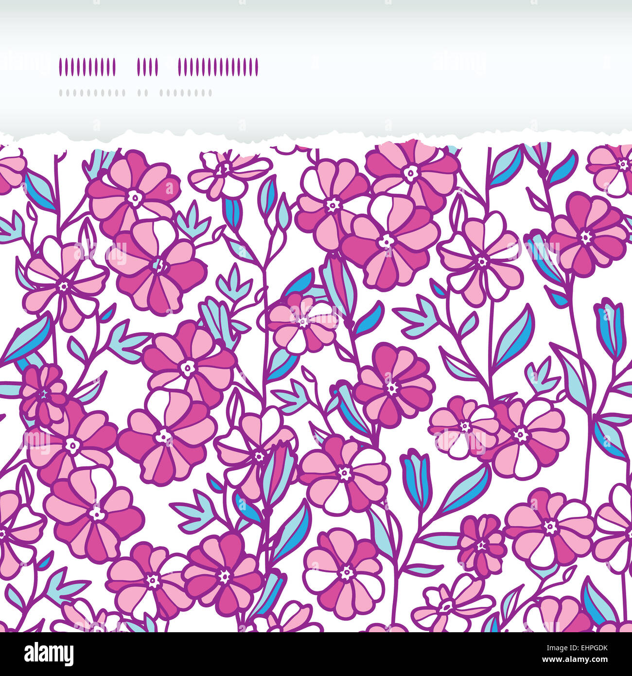 Vibrant field flowers horizontal torn seamless pattern background Stock ...