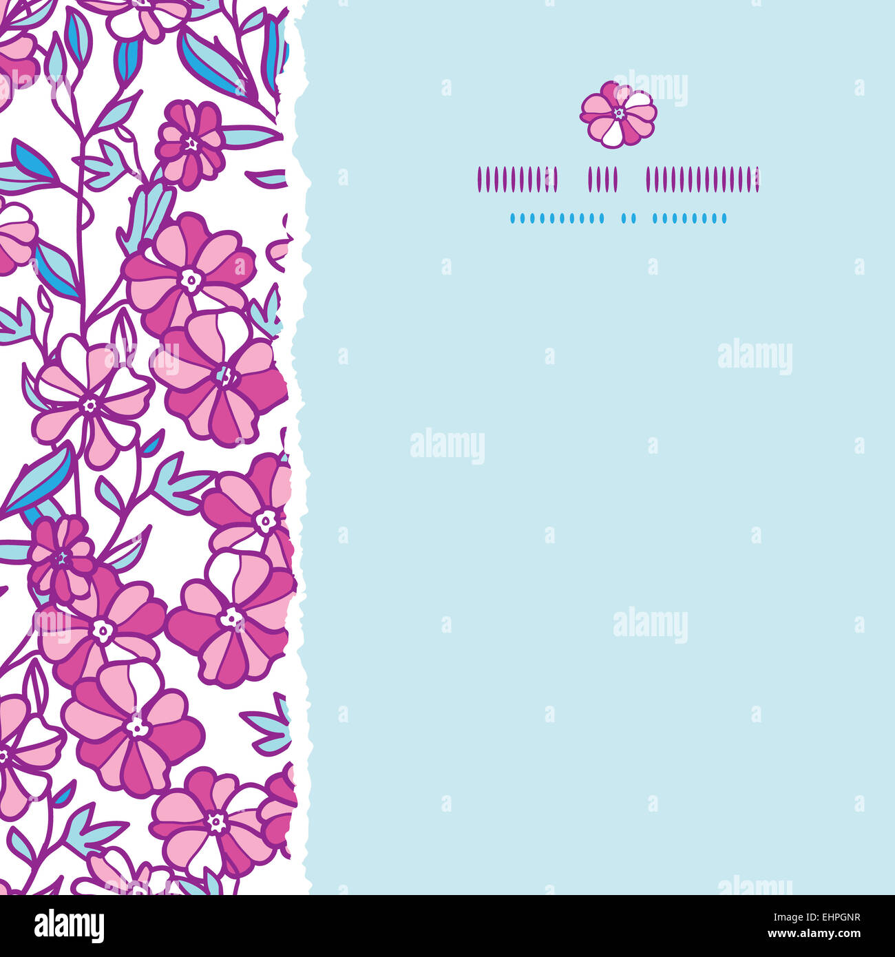 Vibrant field flowers square torn seamless pattern background Stock ...