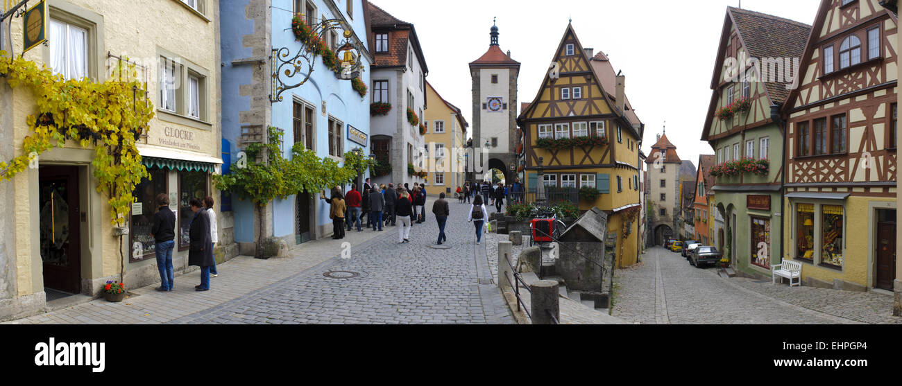 panorama view to city Rothenburg in germany Stock Photo